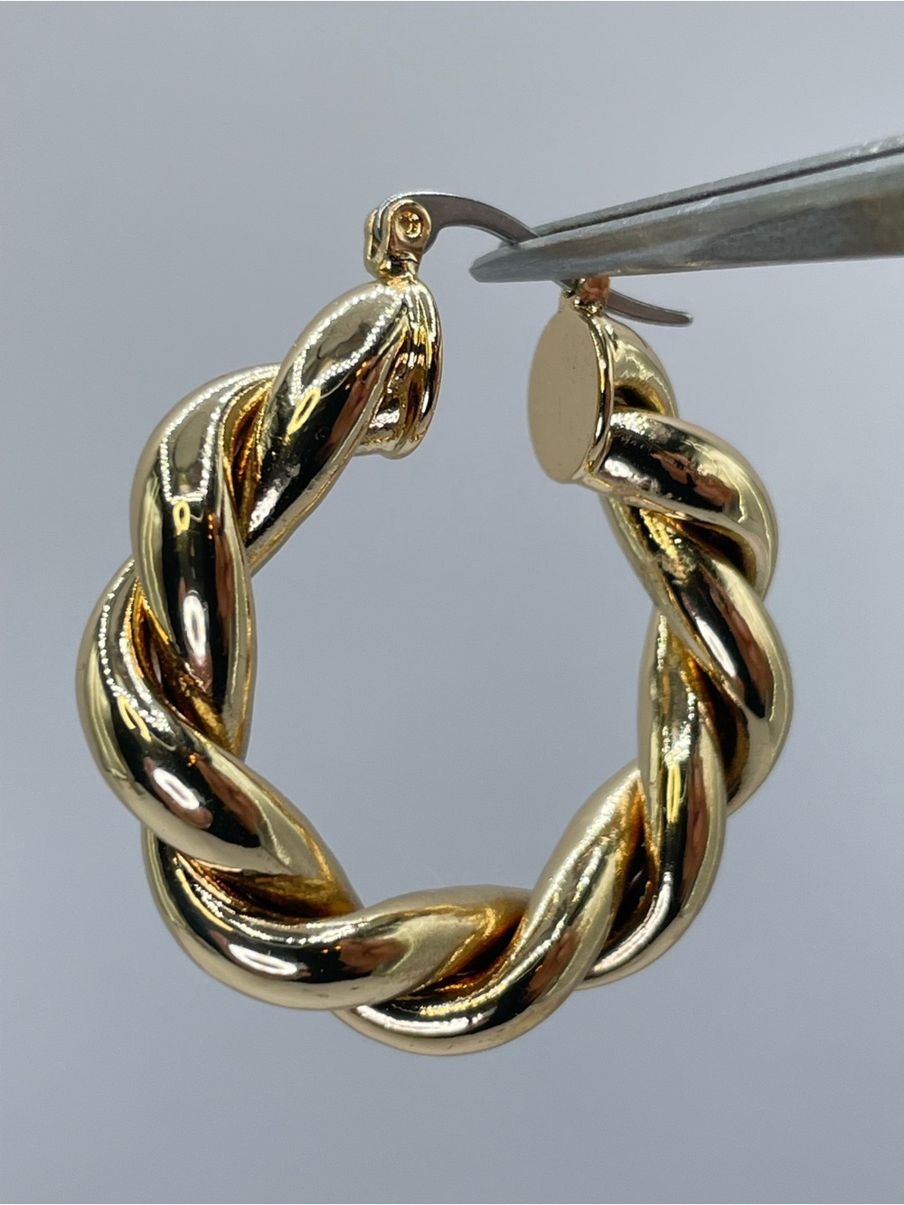 Vintage Gold Tone Twisted Hoop Earrings Chunky Statement Retro